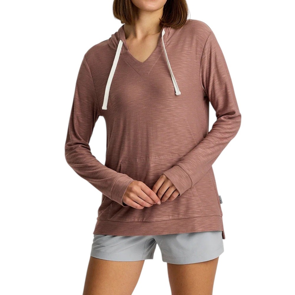 Free Fly Bamboo Slub‎ Hoodie Womens Small Fig V-Neck Lightweight Pullover NEW